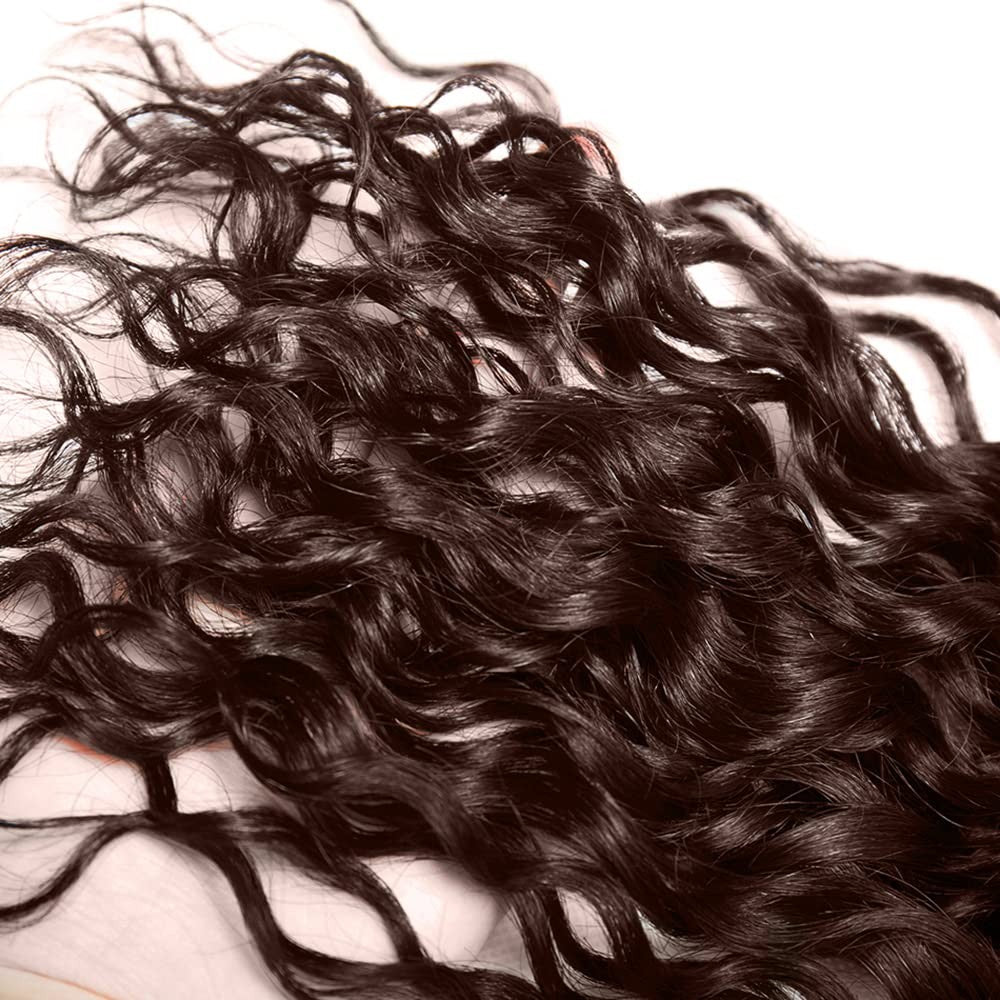 FuivJuix #4 brown water wave human hair bundles, 22 inch Brazilian virgin hair with natural water wave texture