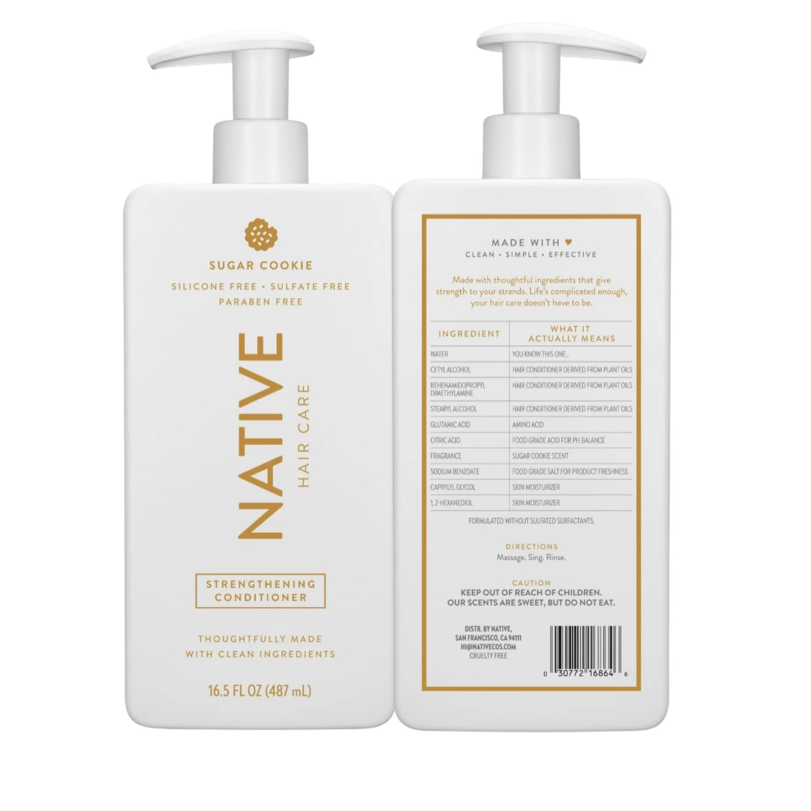 Native Limited Edition Sugar Cookie shampoo and conditioner set with festive packaging and natural ingredients.