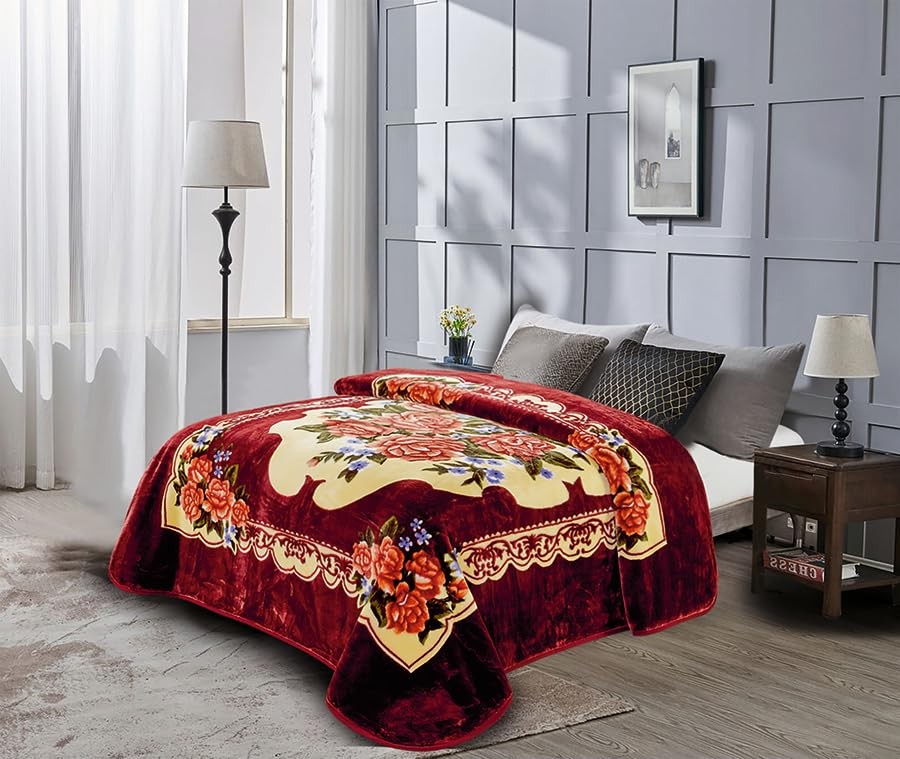 Chezmoi Collection heavy single ply Korean-style faux mink blanket in neutral color, showing soft plush texture and reversible design