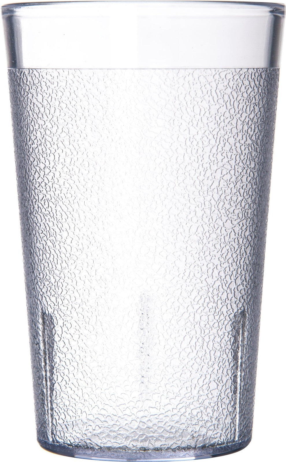Set of 24 clear Carlisle Foodservice Products 9.5 oz plastic tumblers, durable and lightweight for beverages.