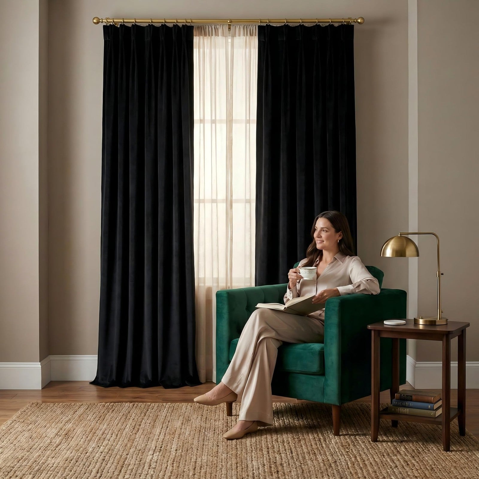 NICETOWN black velvet blackout curtains measuring 90 inches, featuring a gothic style and thermal insulating properties for home decor
