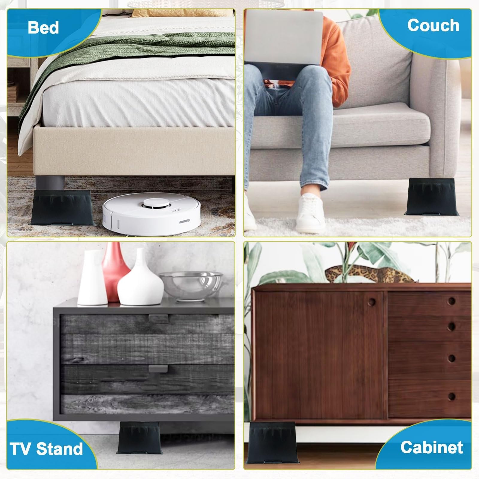 EGTTGIN heavy-duty bed risers, 2-6 inch, oversized furniture lifts, sturdy plastic lift blocks for supporting heavy beds or furniture