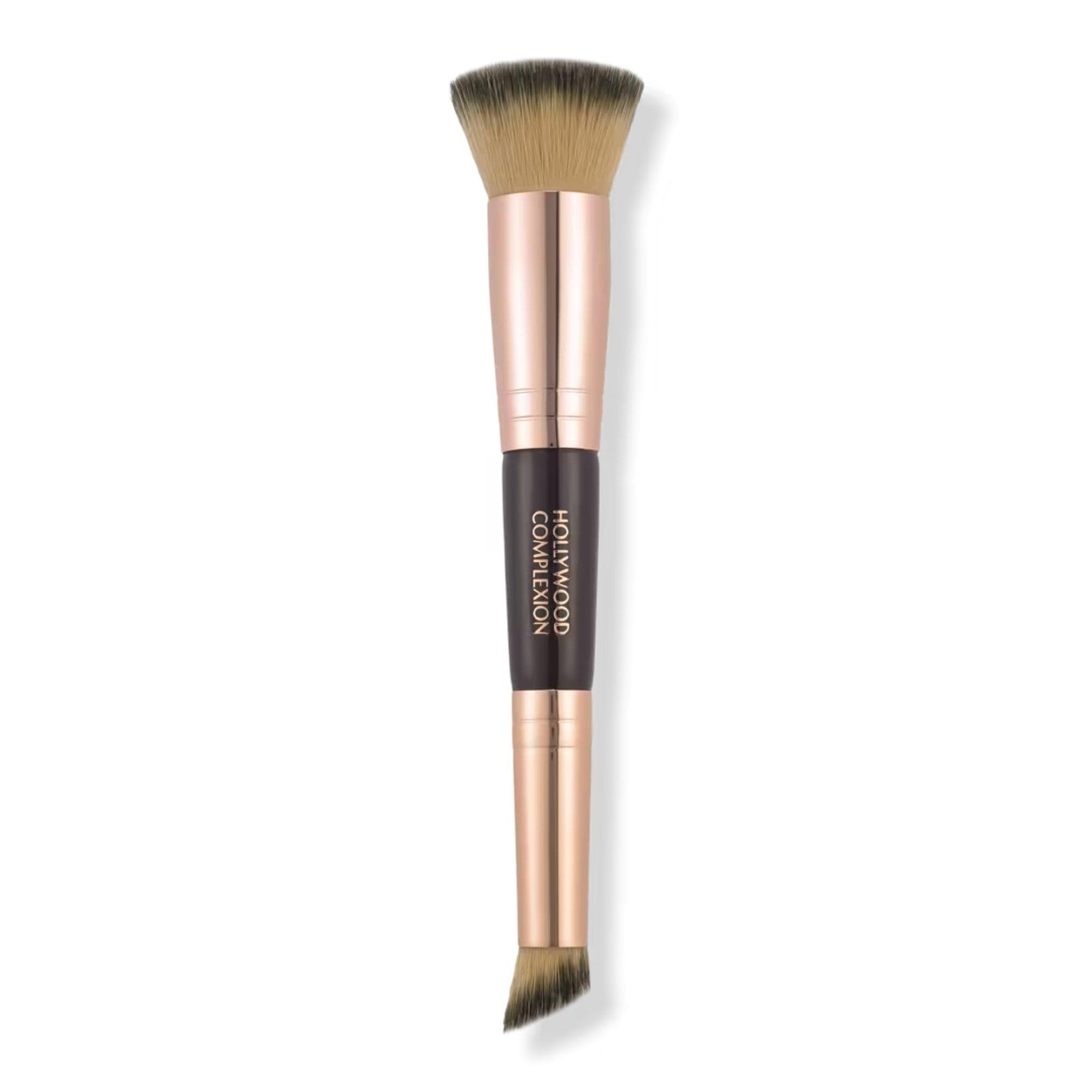 Charlotte Tilbury Hollywood Complexion & Foundation Brush, a 2-in-1 contour and foundation makeup brush with soft bristles.