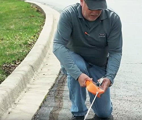 Keson G130 giant chalk line reel with 130ft length and 24oz chalk capacity, shown with bright yellow chalk line and reel handle.
