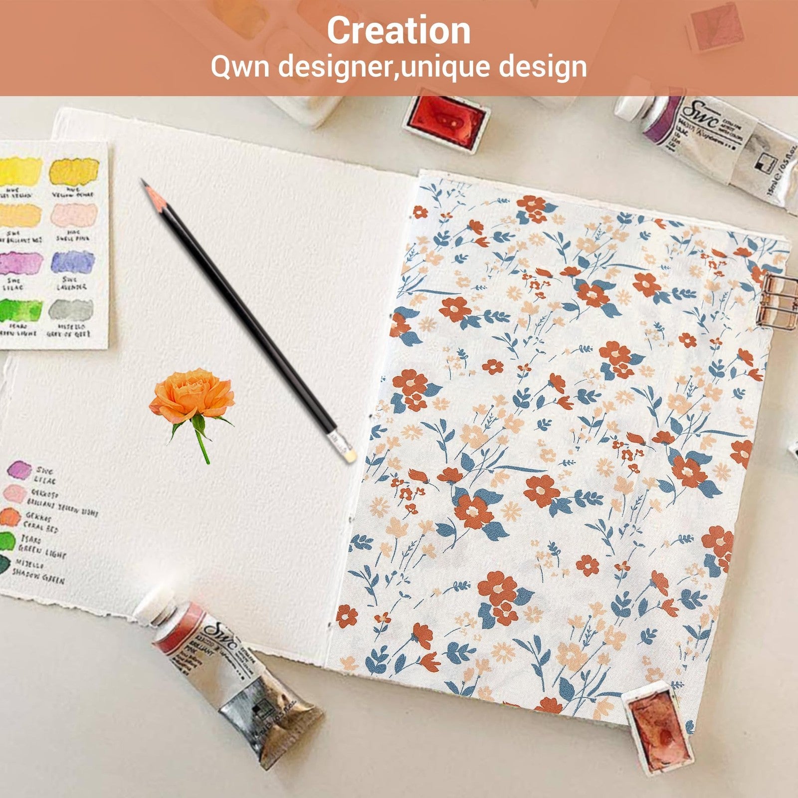 Softan orange flower printed king size bed sheets with floral design on soft fabric, suitable for a comfortable, stylish sleep.