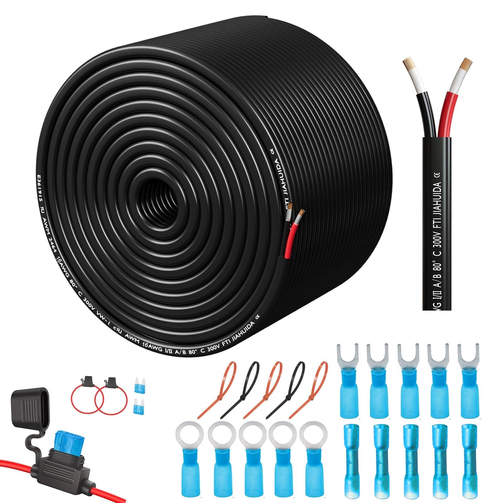 SAKAKI 16 gauge duplex marine grade wire with 2 core conductors, ideal for electrical applications in marine environments.