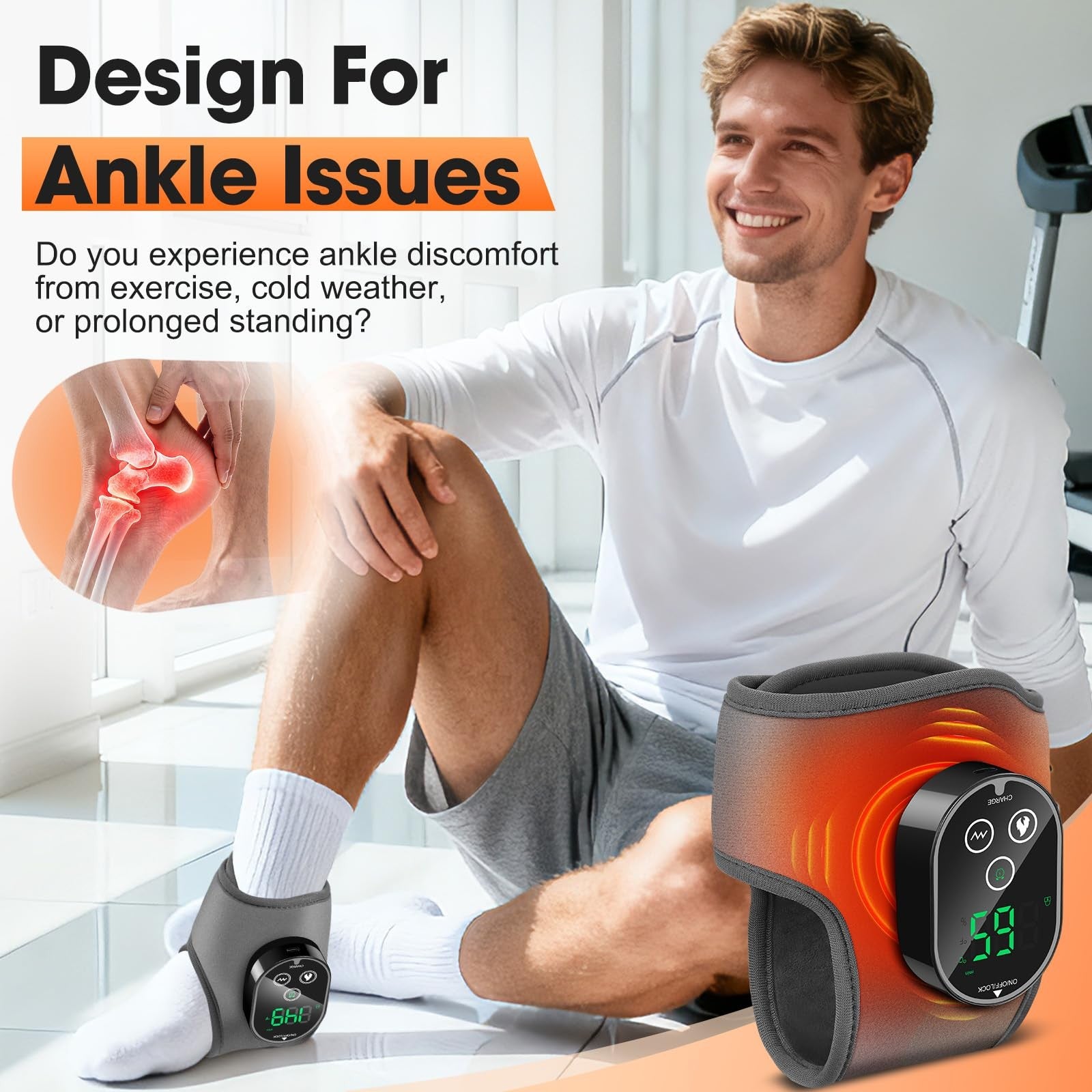BETOLEAN foot massager with heating for pain relief and foot renewal, featuring ankle massage and heating functions.