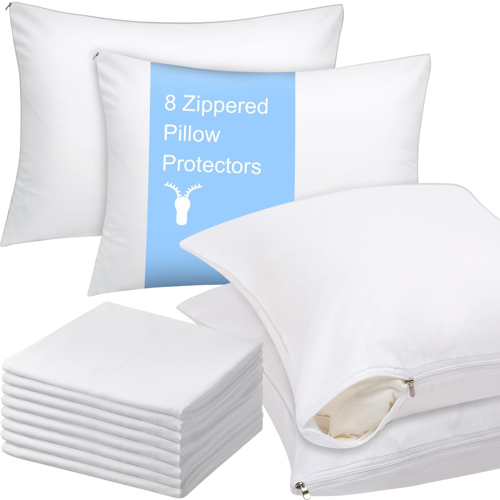 Shimeyao 24-pack of standard size zippered pillow protectors in 20 x 30 inches, showing the fabric and zipper closure.