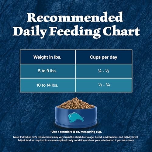 Blue Buffalo Wilderness adult dry cat food bag featuring duck recipe, natural high-protein formula with a blue and white packaging design.