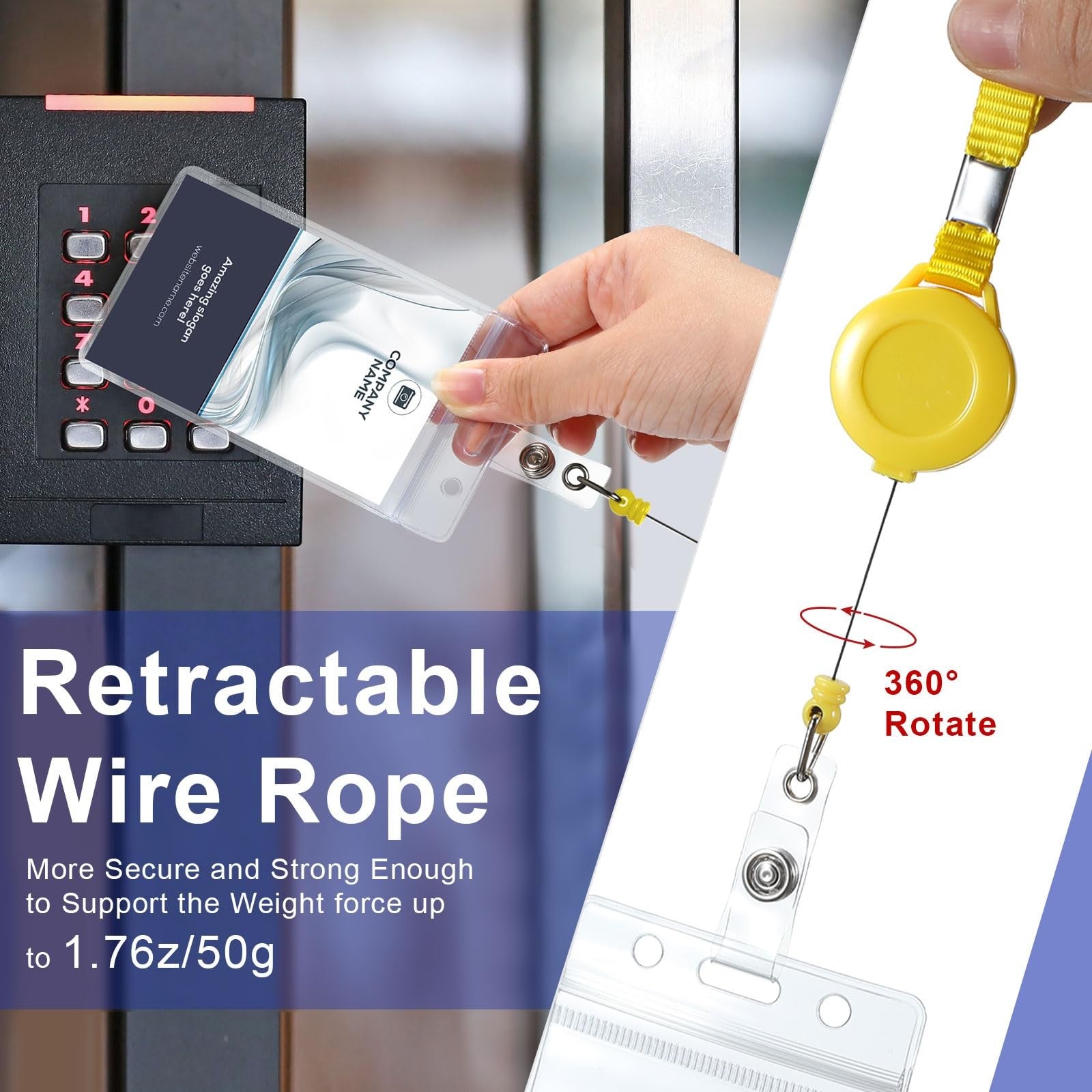 Marspark lanyard with ID holder, flat design, retractable badge reel, ideal for office or event badge display.