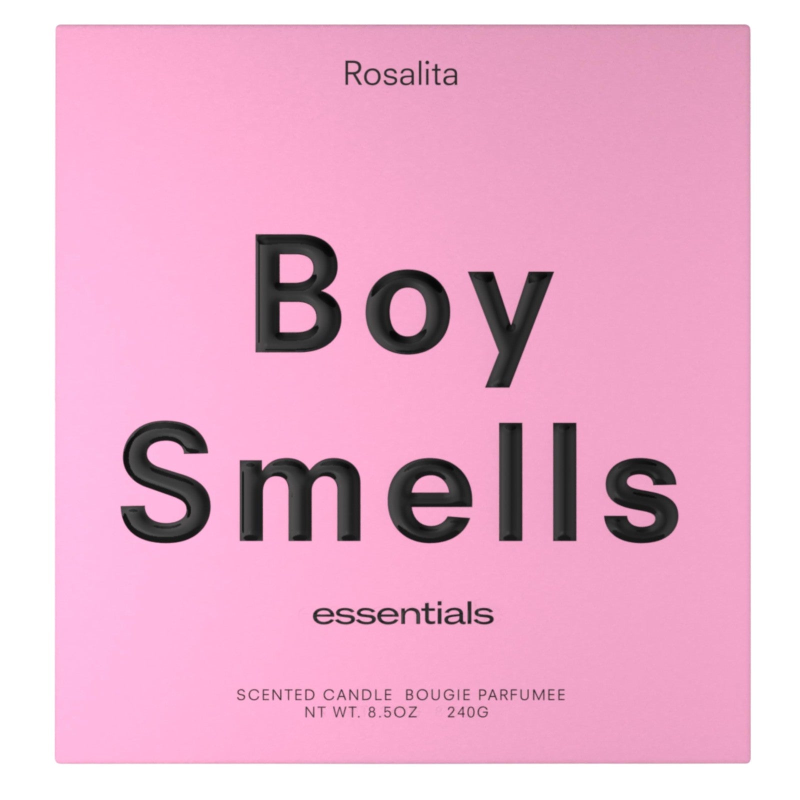 Boy Smells Rosalita Rose scented candle in an 8.5 oz glass jar with leather accents, showcasing its luxurious floral design.