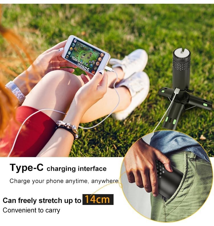 Rechargeable TIDNNS camping lantern with stand, waterproof outdoor light, detachable design, suitable for camping and outdoor activities.