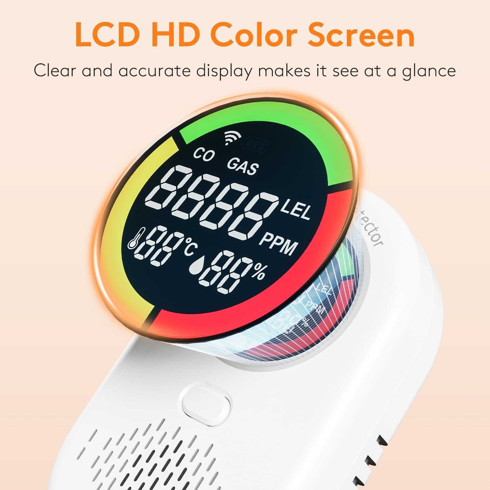 Zealme 4-in-1 carbon monoxide and natural gas leak detector with digital display and safety sensors.