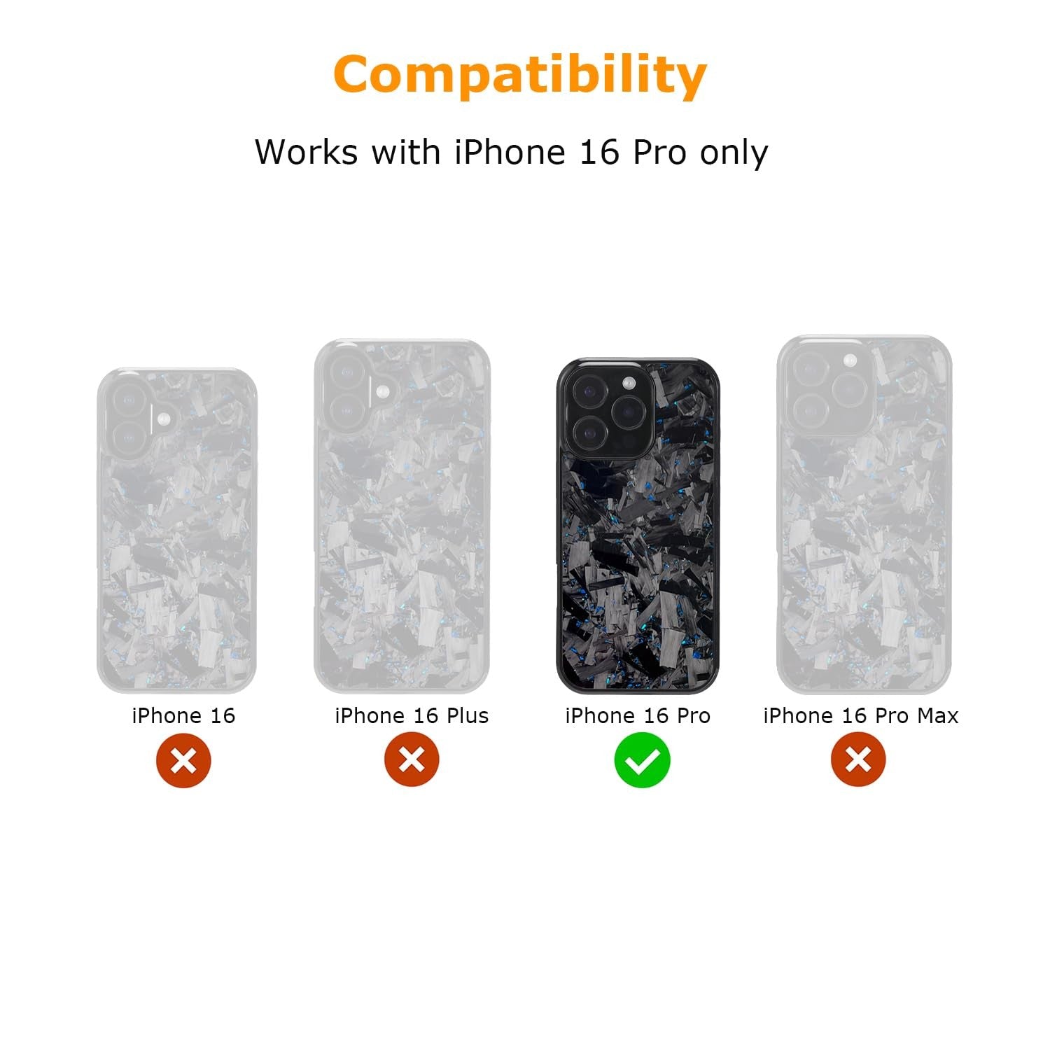 Molzar Grip Series iPhone 16 Pro case with real forged carbon fiber and textured grip surface for enhanced handling.