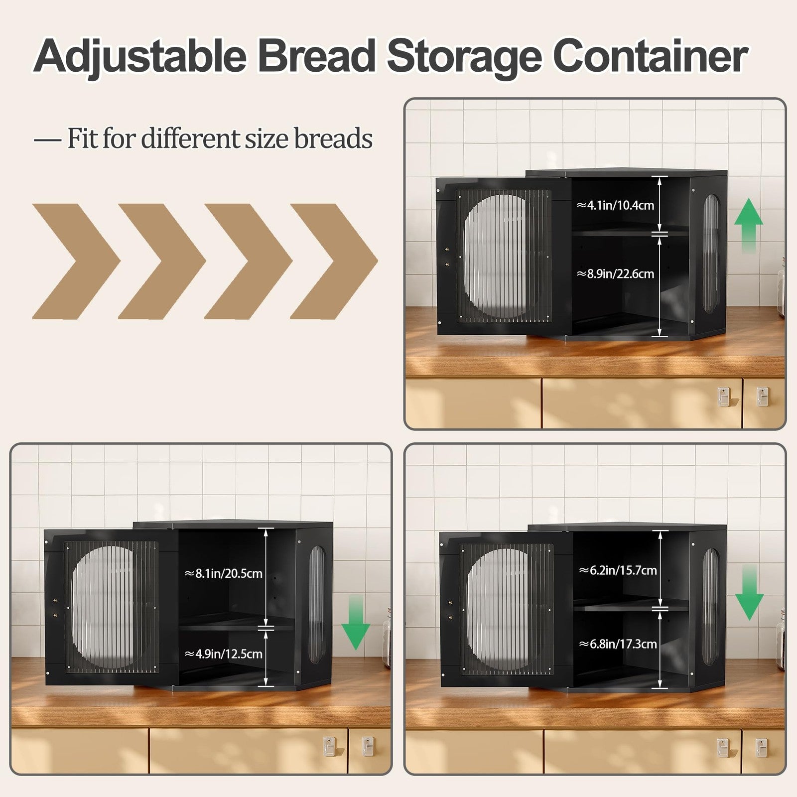 Alpeir corner bread box made of solid wood with double layer design and adjustable large capacity for kitchen storage.