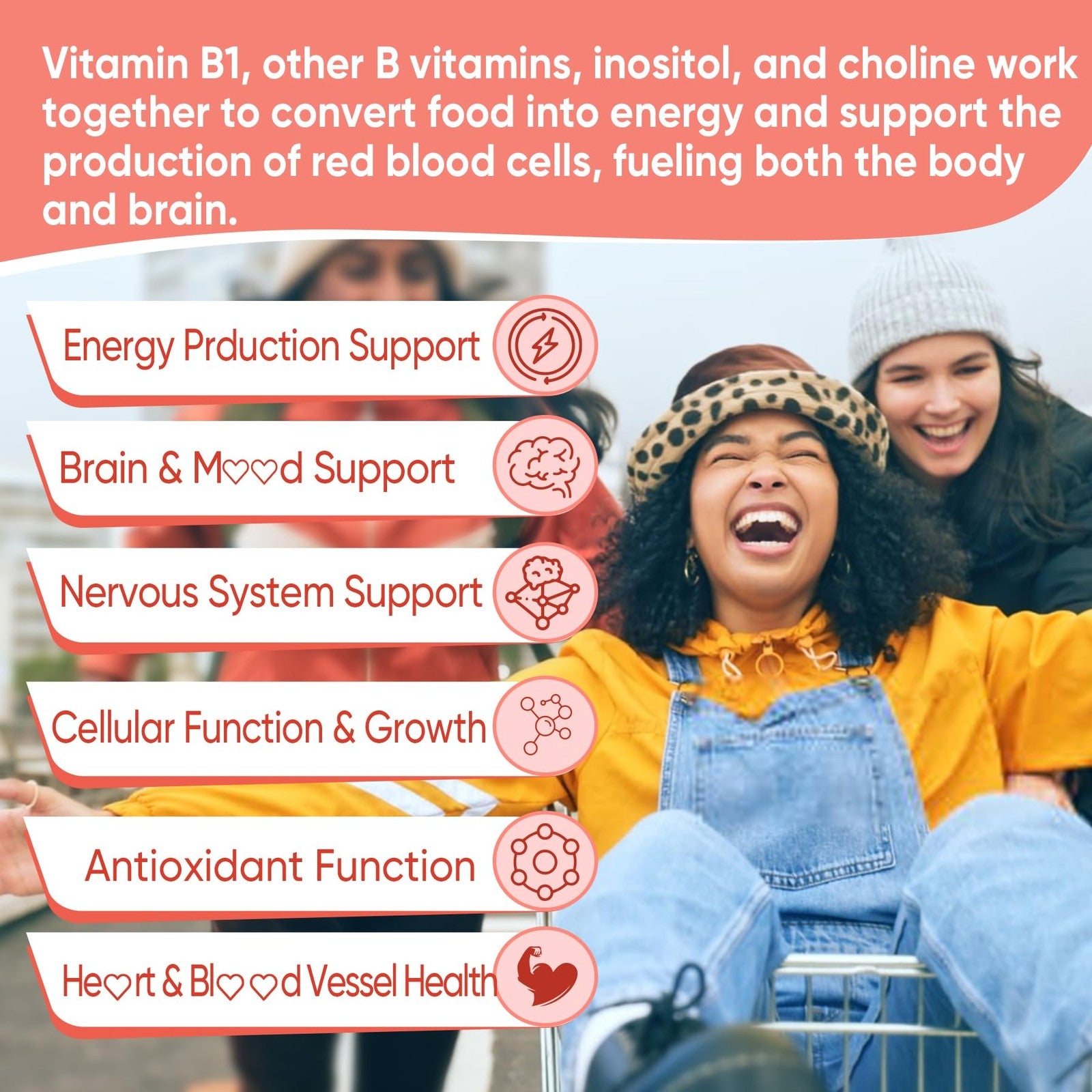 LILICARE Vitamin B1 and B complex gummies with methylated B vitamins and benfotiamine, showing colorful gummy tablets on a white background.
