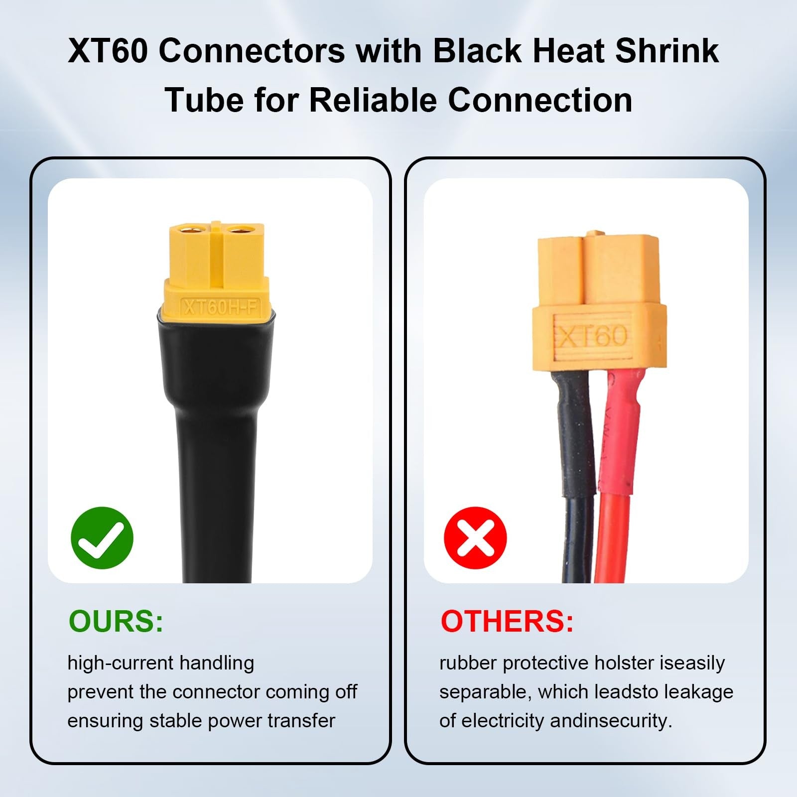 XT60 extension cable 15FT with 10AWG tinned copper wire, XT60 male to female connector, by XRDS-RF.