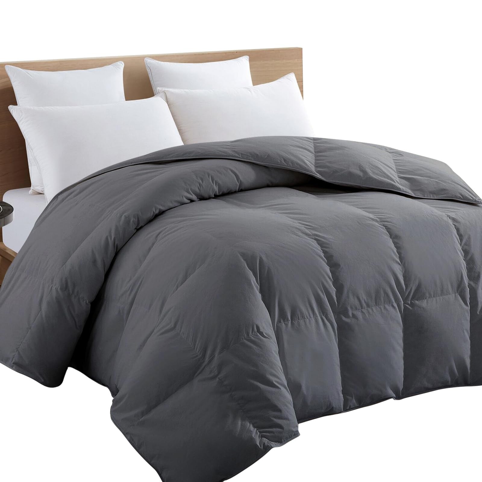 Gray Texartist Premium 2100 Series full comforter designed for all-season use, breathable and plush for cozy sleeping.