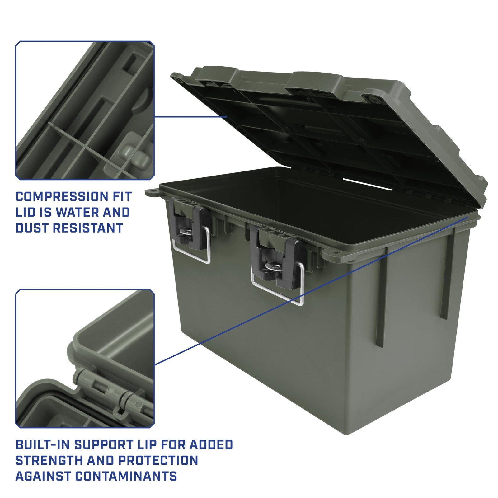 Two Sheffield XL storage bins with lids stacked, made of durable plastic, designed for organized, stackable storage solutions.