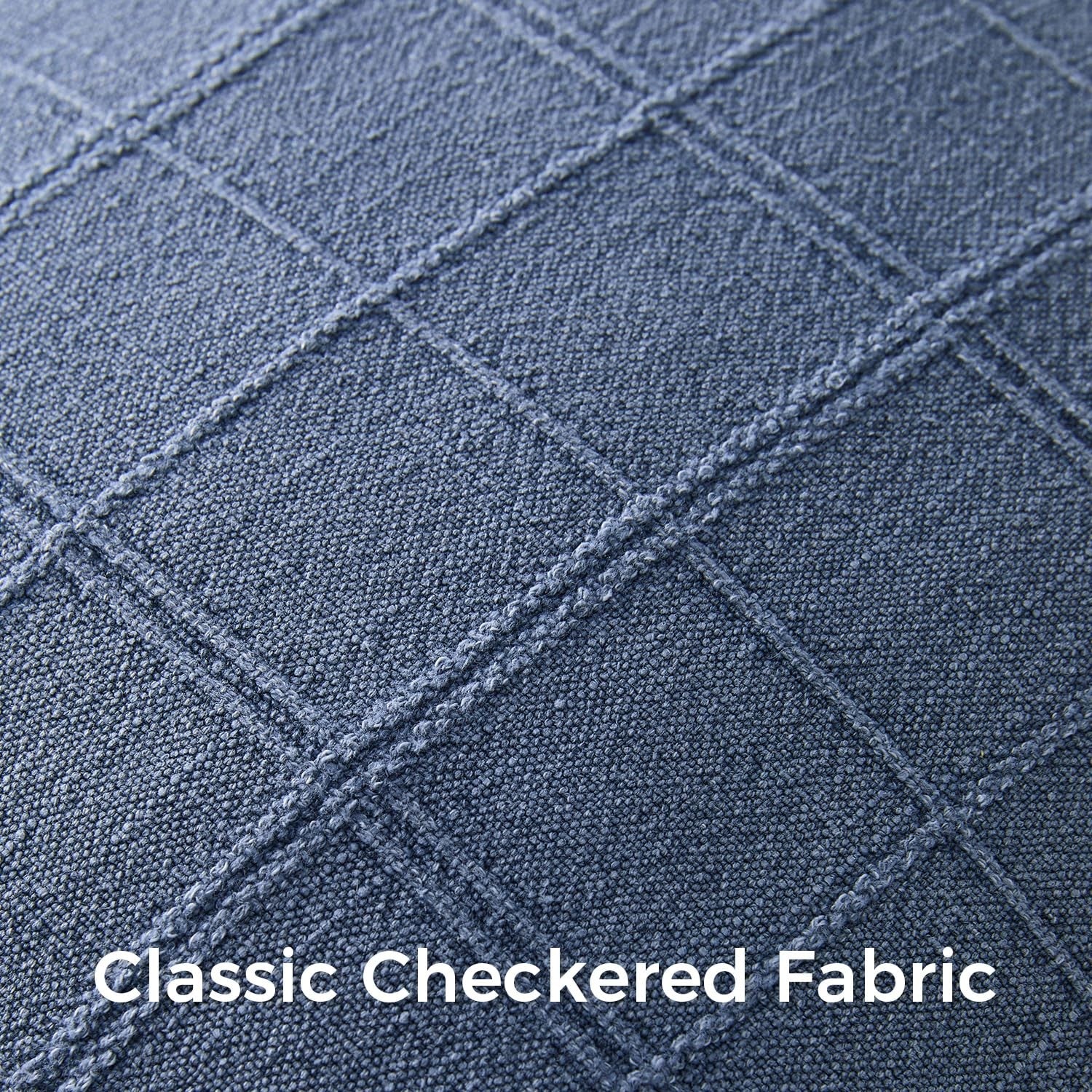 Woaboy linen check throw pillow covers set of 2, 26x26 inches, blue farmhouse style with classic check pattern.