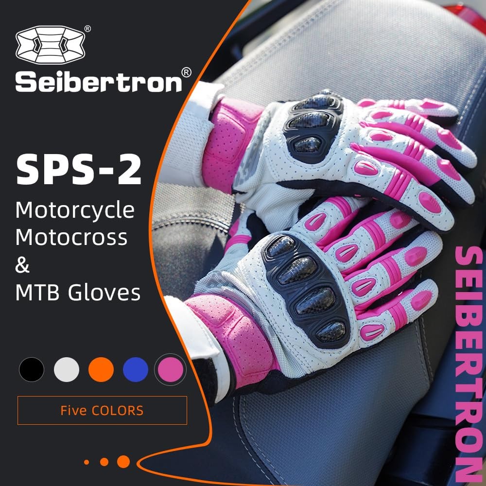 Seibertron SPS-2 unisex touchscreen racing motorcycle MTB sports gloves with reinforced palms and adjustable wrist straps.