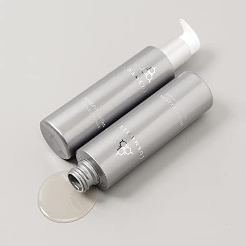 COSMEDIX Benefit Clean gentle face wash gel, hydrating cleanser for women and men, featuring a clear gel texture in a white bottle.