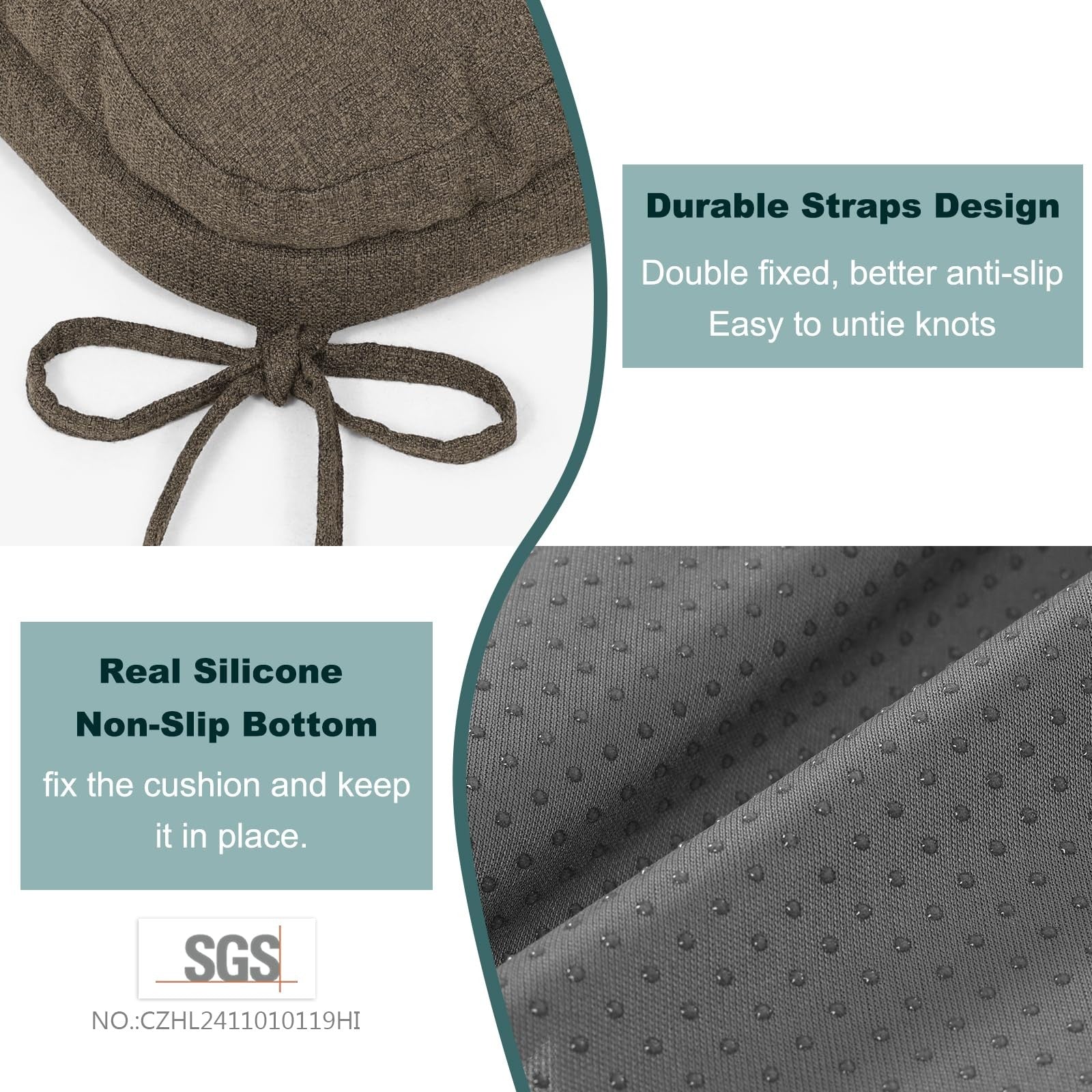 Set of 2 baibu dining chair cushions with dual-layer patent design and memory foam for added comfort.