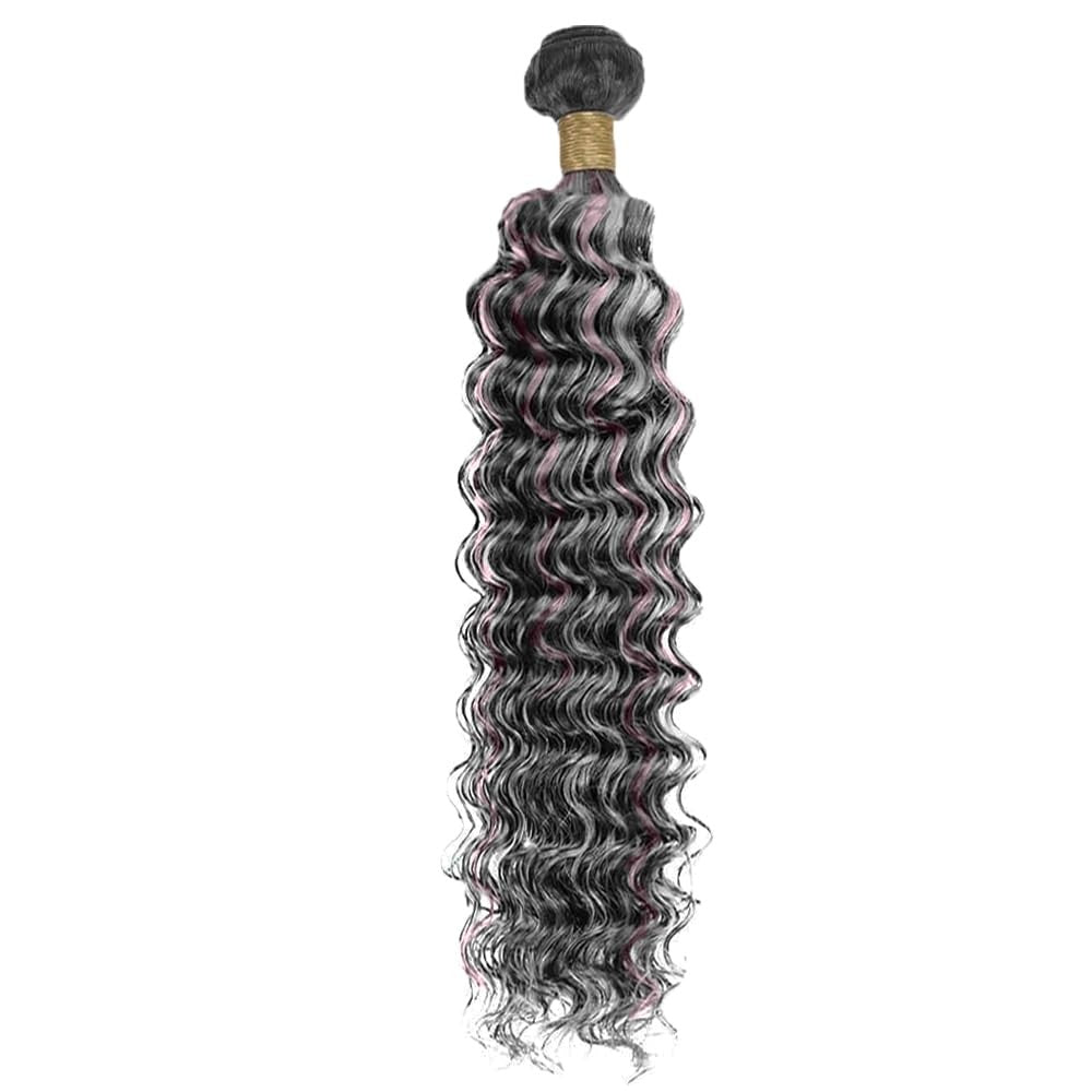 Ratheinhi Highlight Grey Bundle Human Hair Deep Wave 22 Inch bundle showing textured grey deep wave hair.