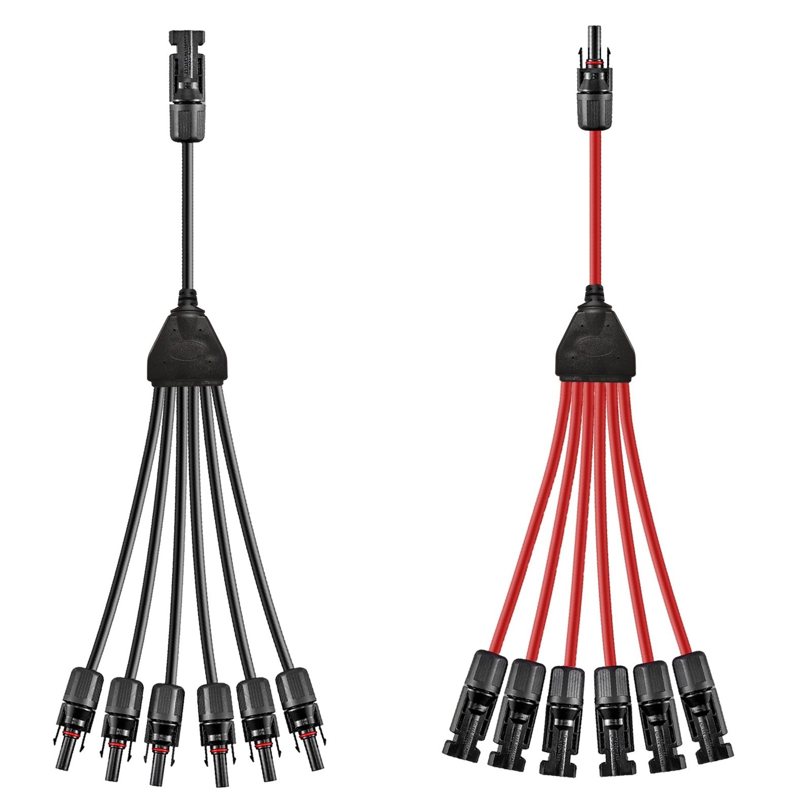 WOODGUILIN Y Solar Connector 1 to 6 parallel cable with male connectors, designed for solar panel wiring and Y branch connections.