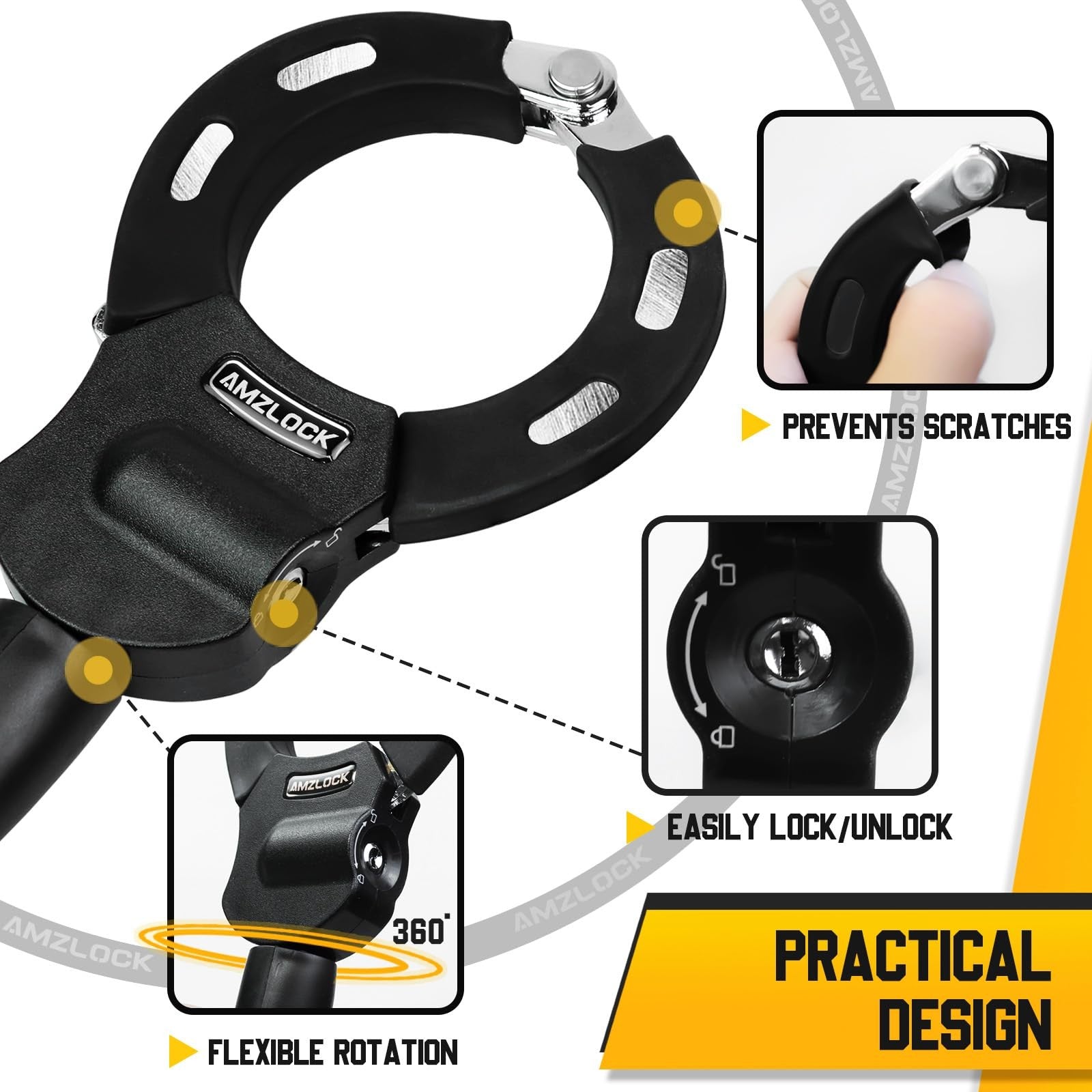 AMZLOCK electric scooter lock with heavy-duty 5/16-inch chain, anti-theft security device for scooter accessories.