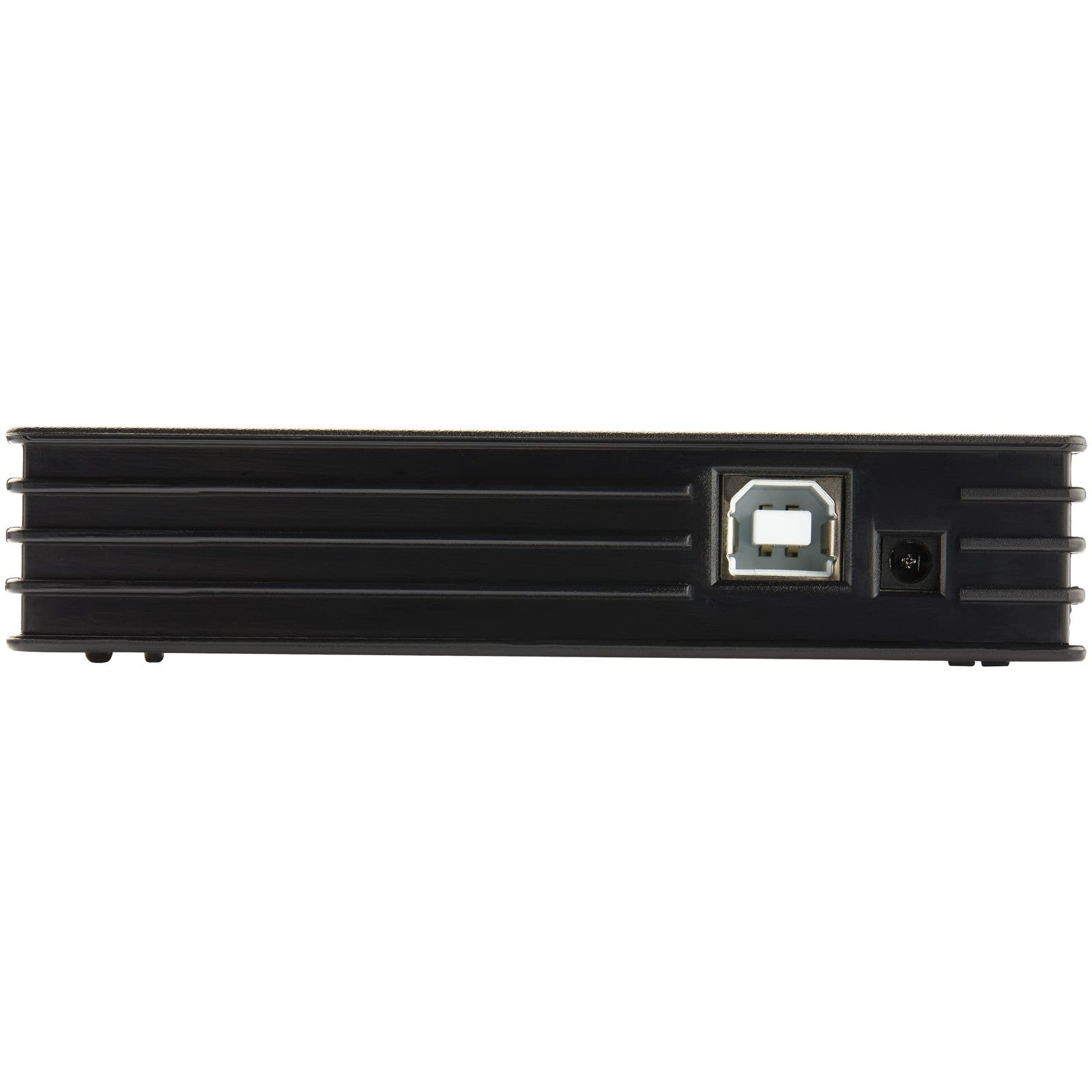 StarTech.com 4-port black USB 2.0 hub showing compact design and ports, bus-powered or with included power adapter.