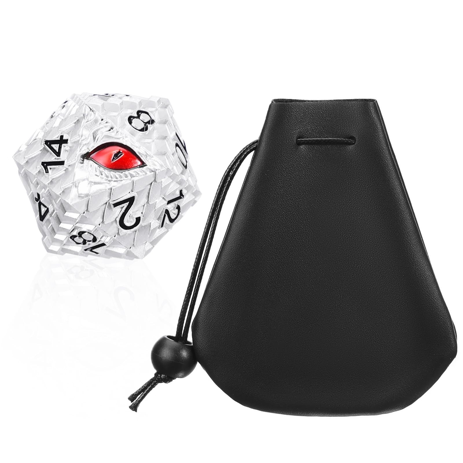 Metal D20 DND dice with dragon scale design and metallic finish, giant polyhedral 20-sided die from Handan.