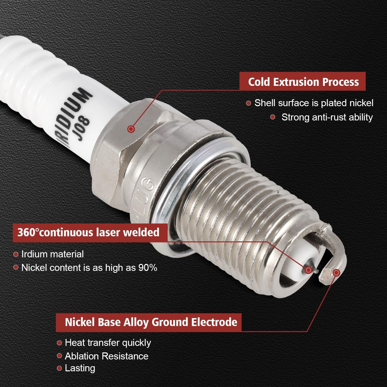 KacuYelin UF669 ignition coil pack and iridium spark plugs for Chevy vehicles, showing the coil and spark plug components.