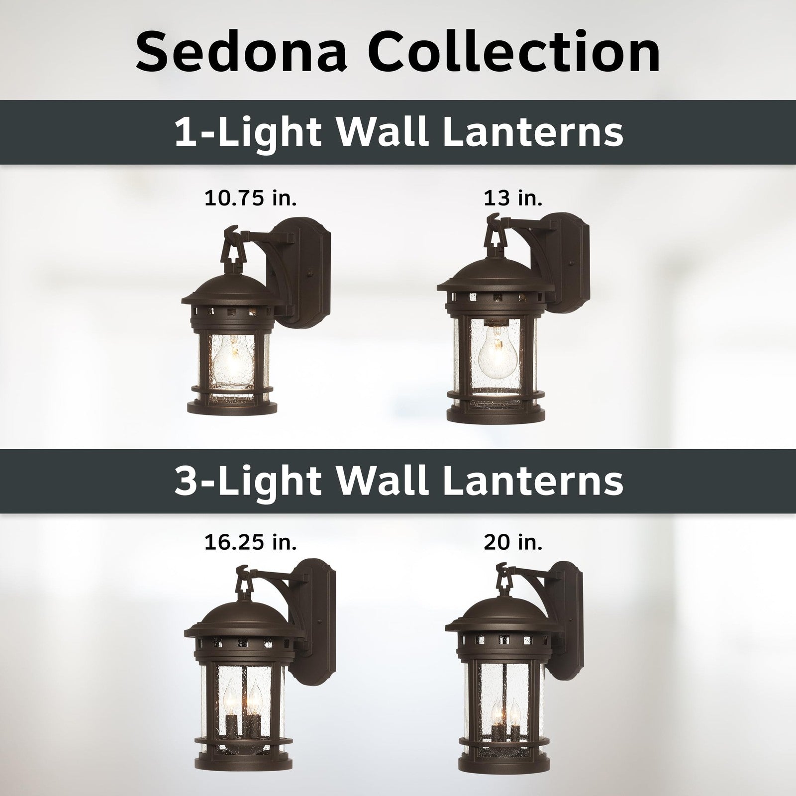 Exterior wall light fixture by Designers Fountain Sedona, 10.75-inch outdoor wall-mounted lighting with classic design.