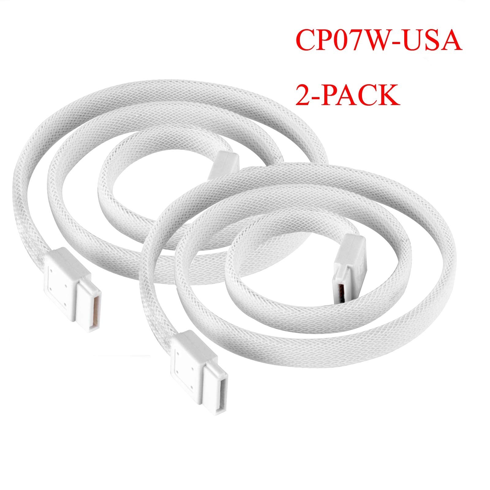 SilverStone SATA 3 white sleeved cable with EMI guard for 6Gb/s, designed for reliable data transfer and cable management.