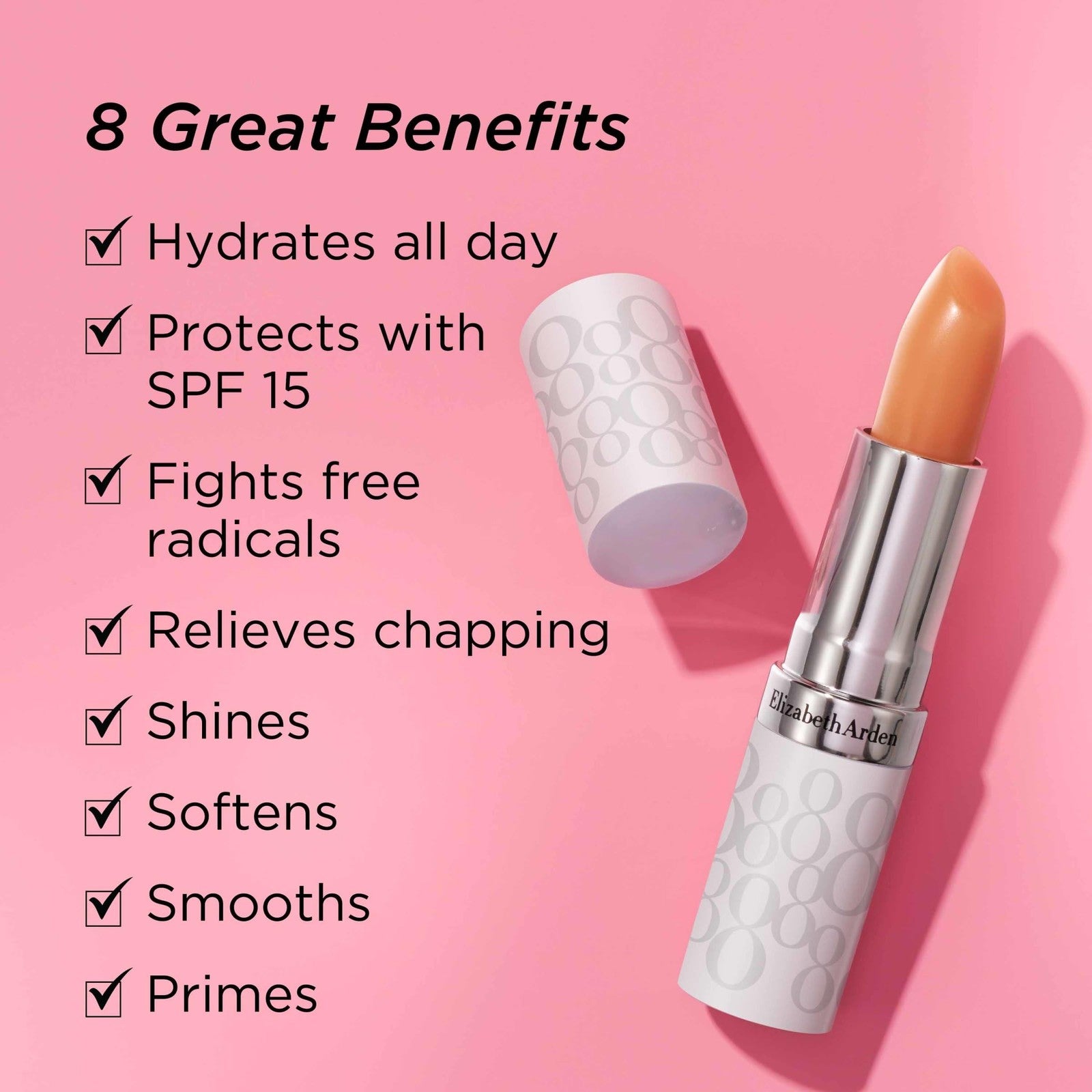Elizabeth Arden Eight Hour Cream Lip Protectant Stick SPF 15 balm with moisturizing formula and protective sunscreen for lips.