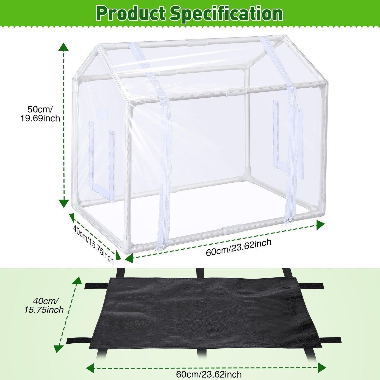 Meonum Mini Greenhouse with Potting Mat for indoor plants, portable heavy-duty greenhouse for seed starting and plant propagation