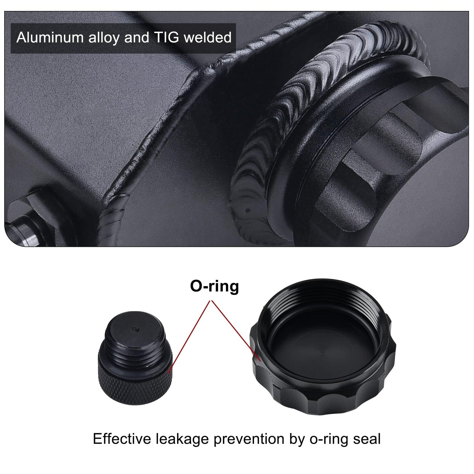 EVIL ENERGY aluminum coolant overflow tank with hose kit, automotive coolant reservoir for engine cooling systems.