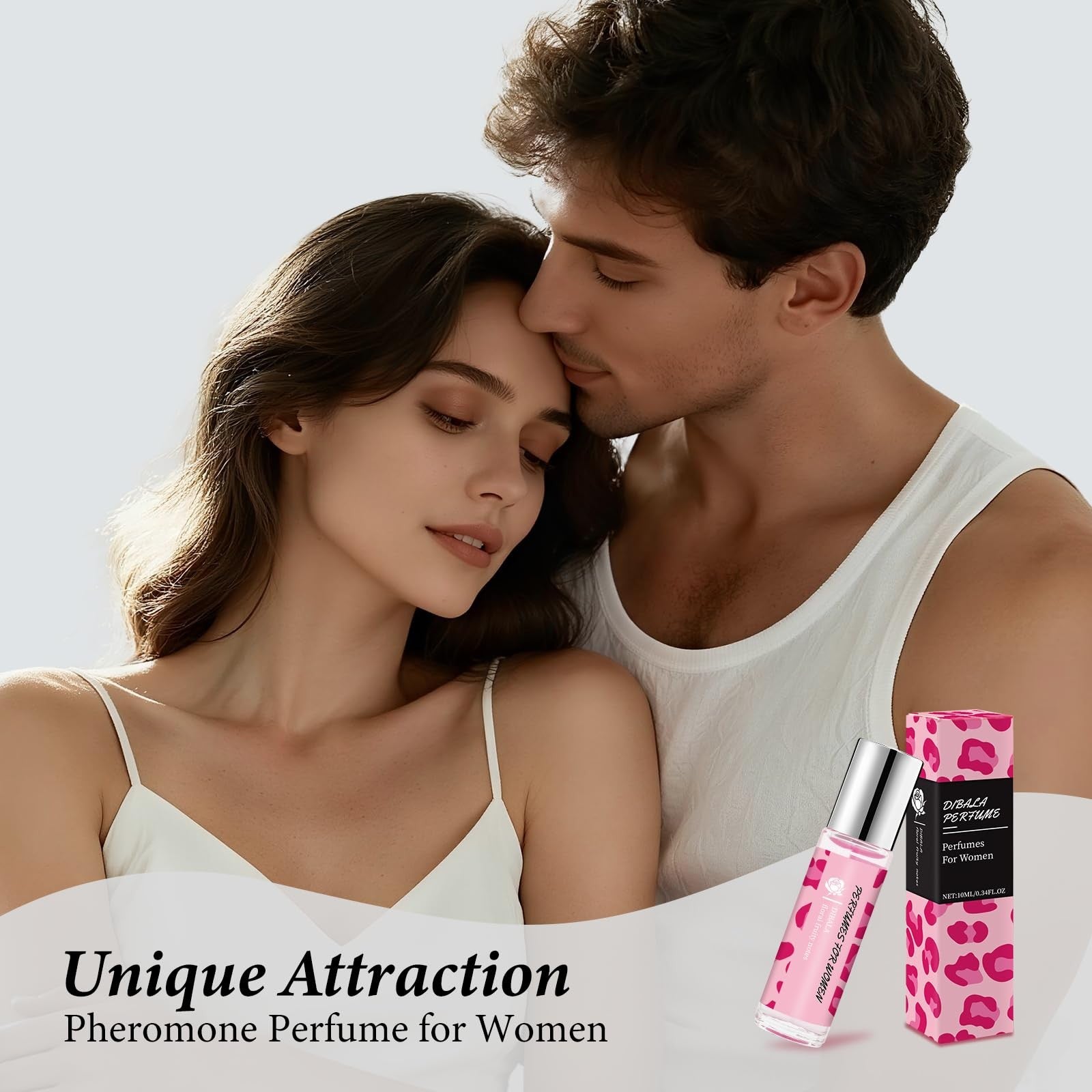 DIBALA pheromones perfume for women in a 10ml natural roll-on oil, long-lasting fragrance with a sleek bottle design.
