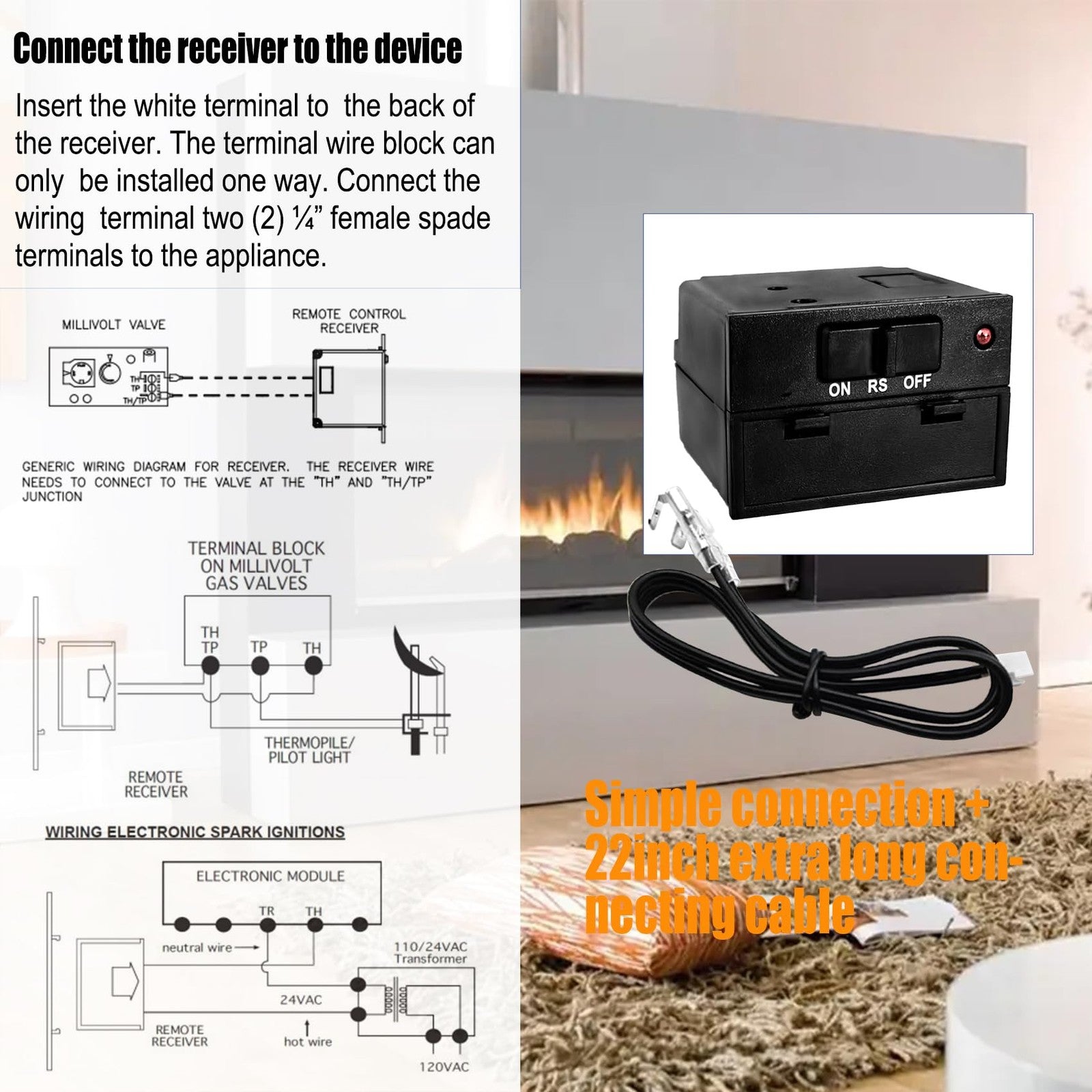 Bxmgr upgraded fireplace remote control kit compatible with Skytech Majestic Amb, showing remote device with buttons and display screen.