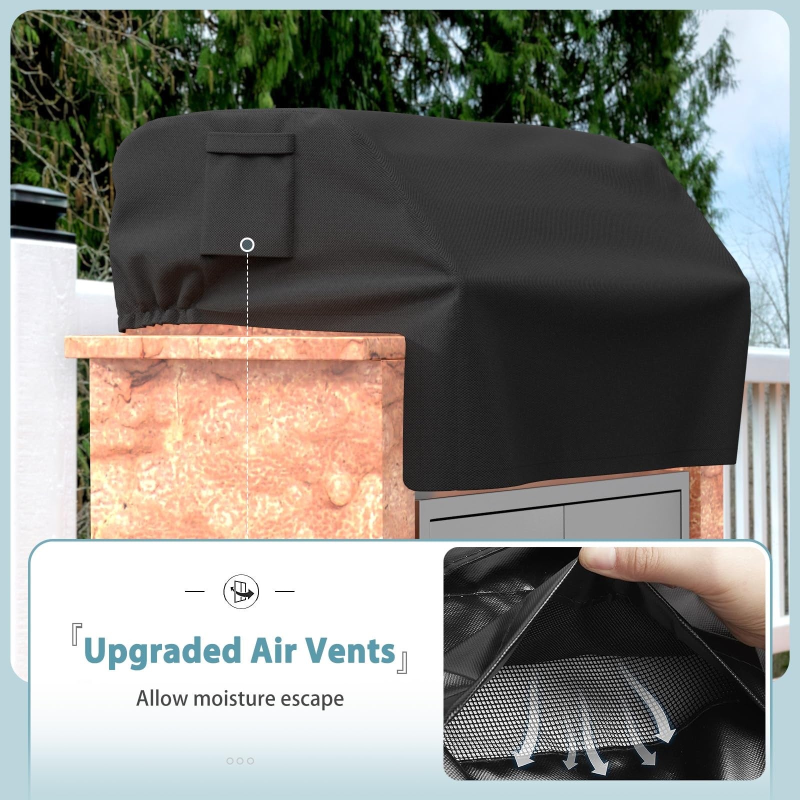 Shinestar 38-inch built-in grill cover for Coyote, DCS, Jenn-Air, Kitchenaid, and Lynx grills, protecting the outdoor cooking appliance