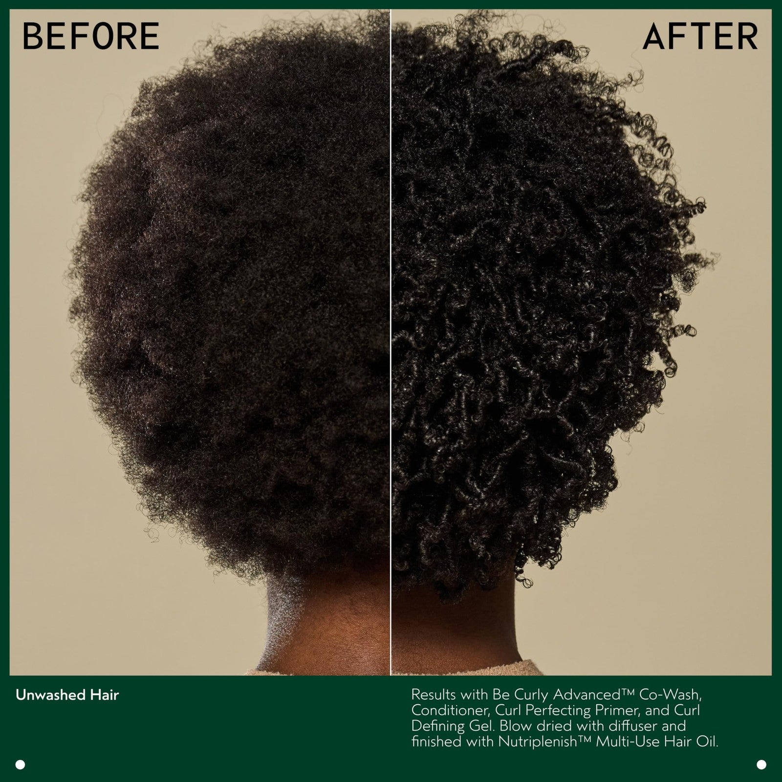 Aveda Be Curly Advanced Co-Wash for curly and coily hair, showing the product bottle with natural ingredients and curly hair strands