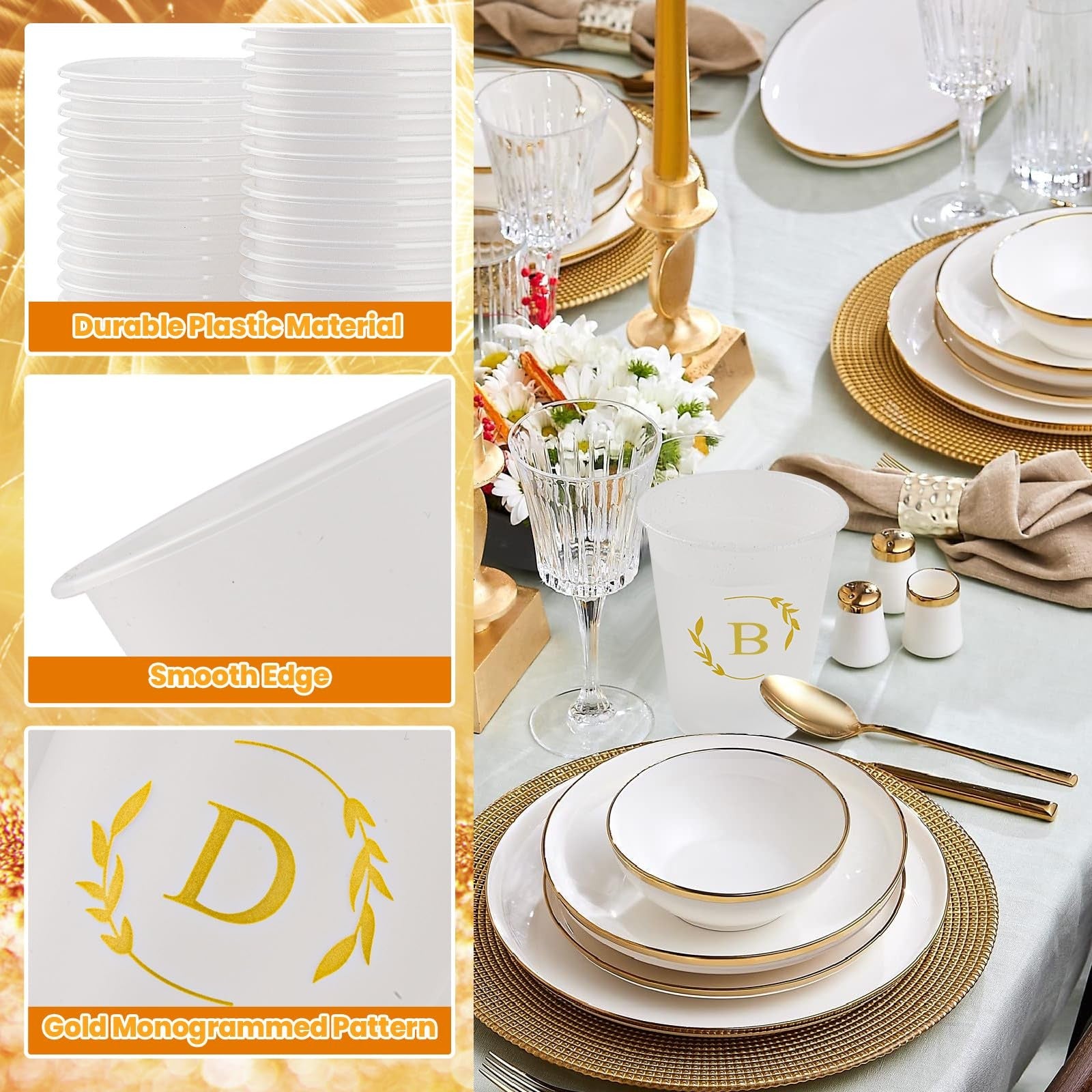 Lingringdcy 12oz monogrammed disposable plastic cups with initials, perfect for wedding or baby shower celebrations.