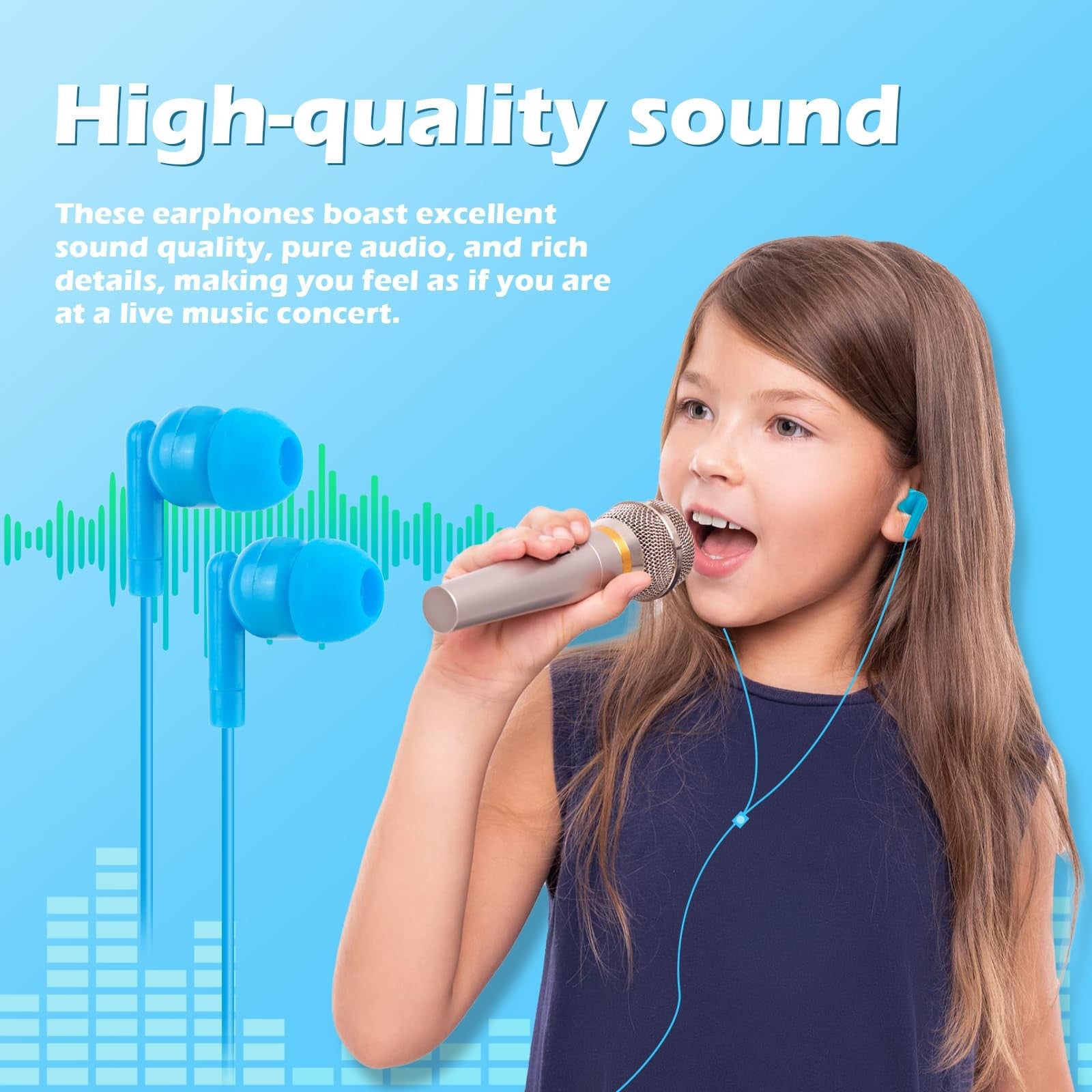 CNSZSLZ 100-pack bulk earbud headphones with black cords and in-ear design for students and classroom use.
