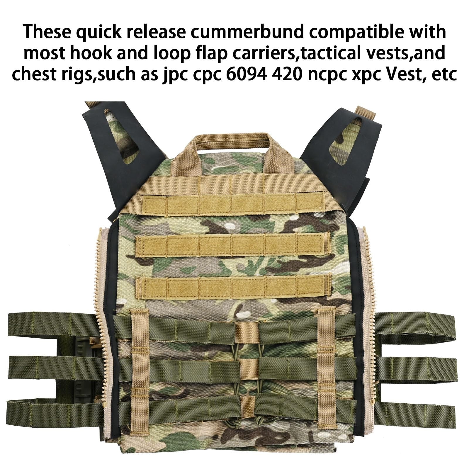 Tactifans MOLLE quick release buckle cummerbund adapter vest showing adjustable straps and MOLLE webbing system