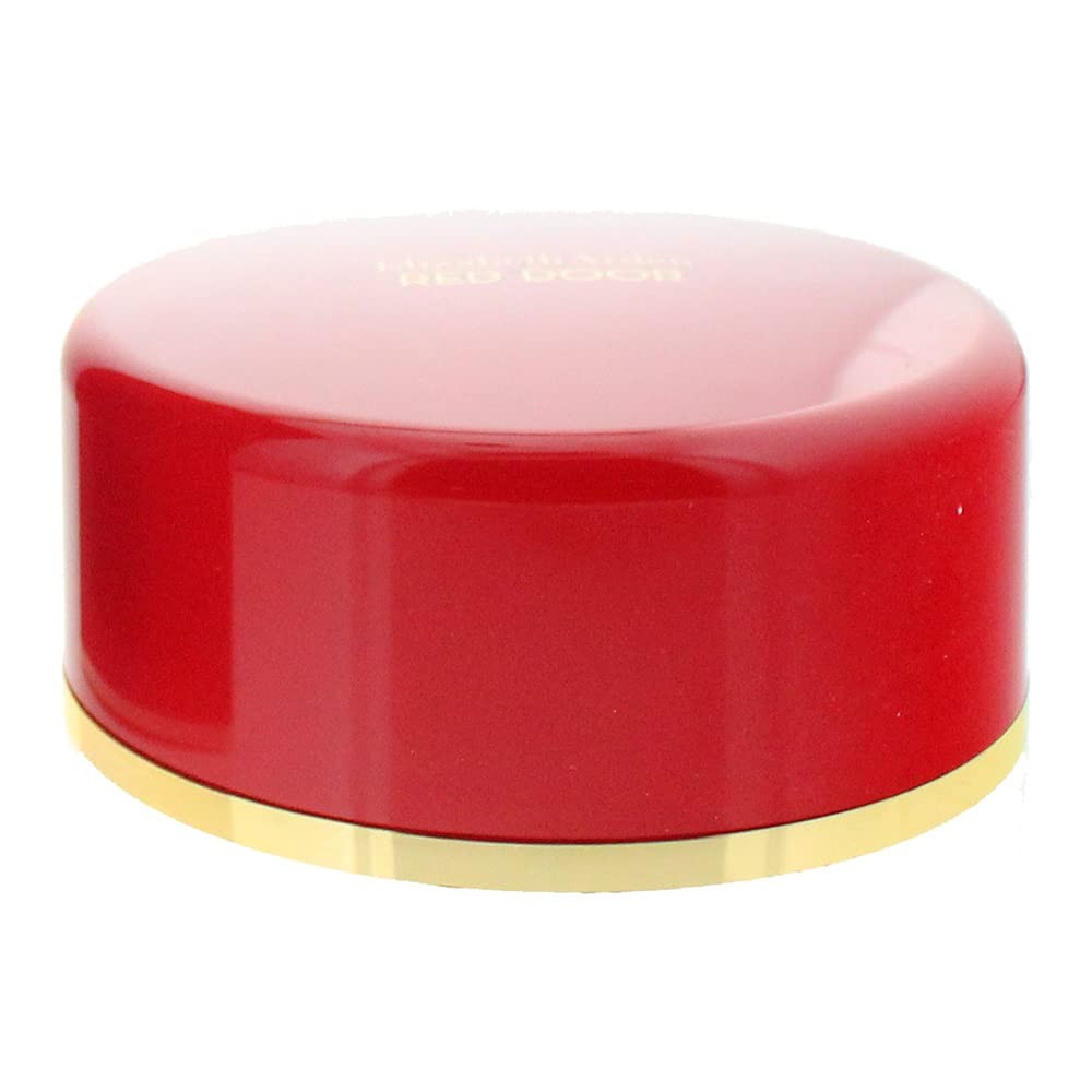 Elizabeth Arden Red Door perfumed body powder jar with elegant packaging and floral design, 5.3oz size.