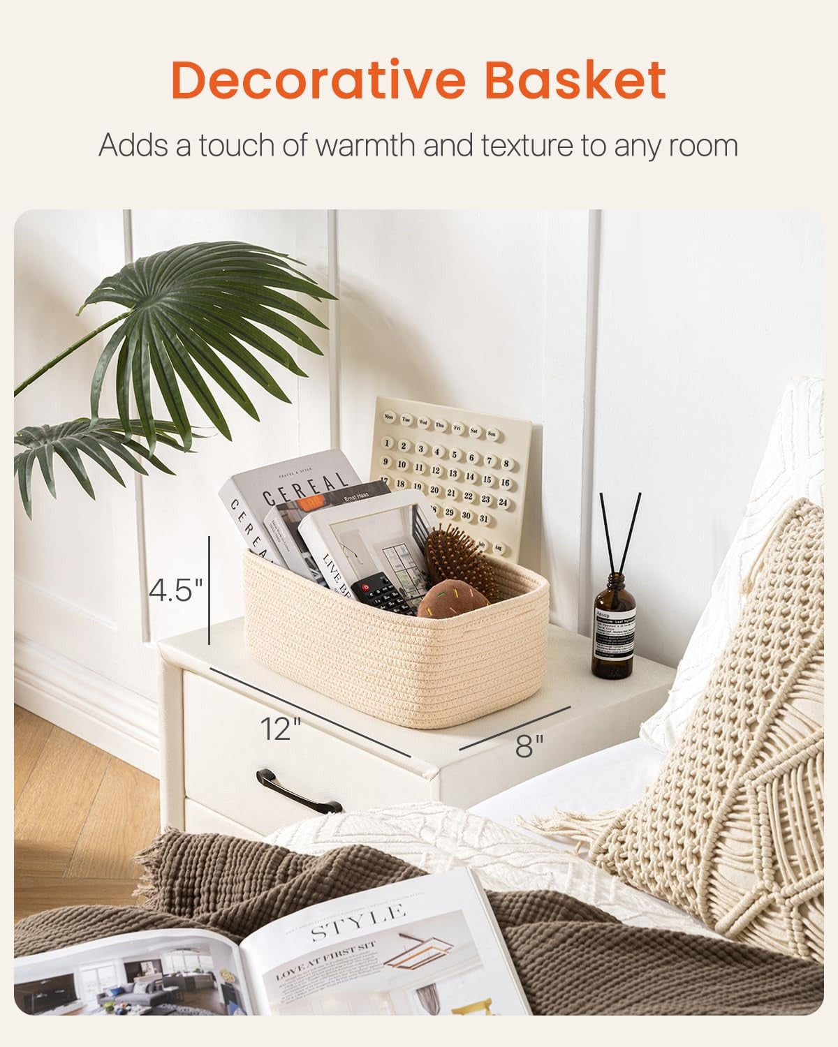 Small woven storage basket by KALLAX, 12x8x4.5 inches, made of natural woven material, ideal for organizing small items.