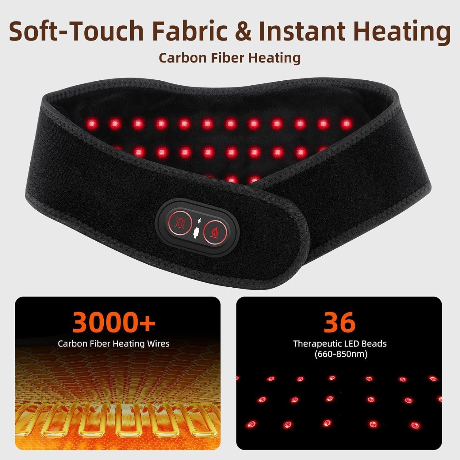 WoloyHeatie cordless neck heating pad with red light therapy, designed for pain relief and neck massage.