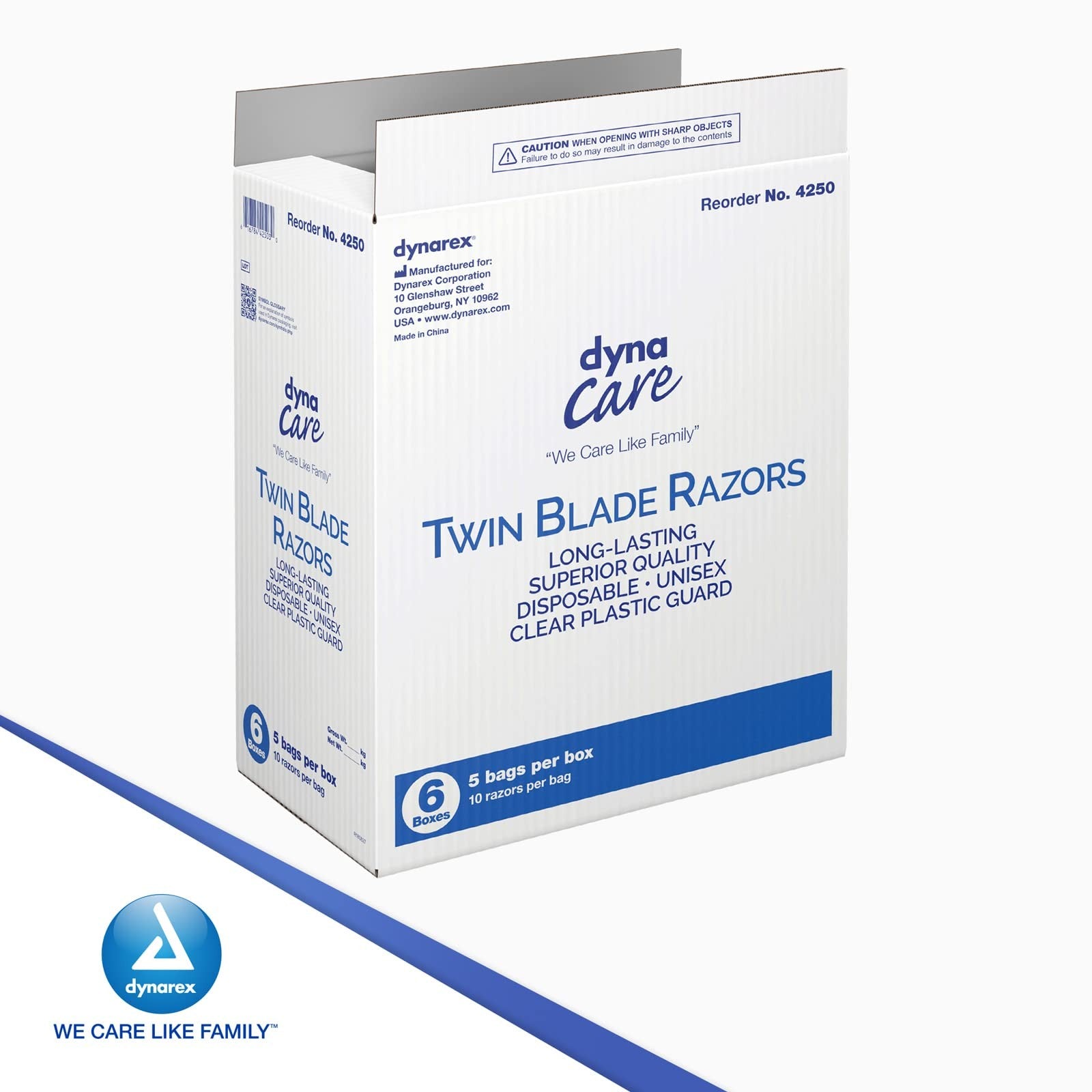 Dynarex DynaCare twin blade disposable razor for men and women, featuring two sharp blades for smooth shaving.