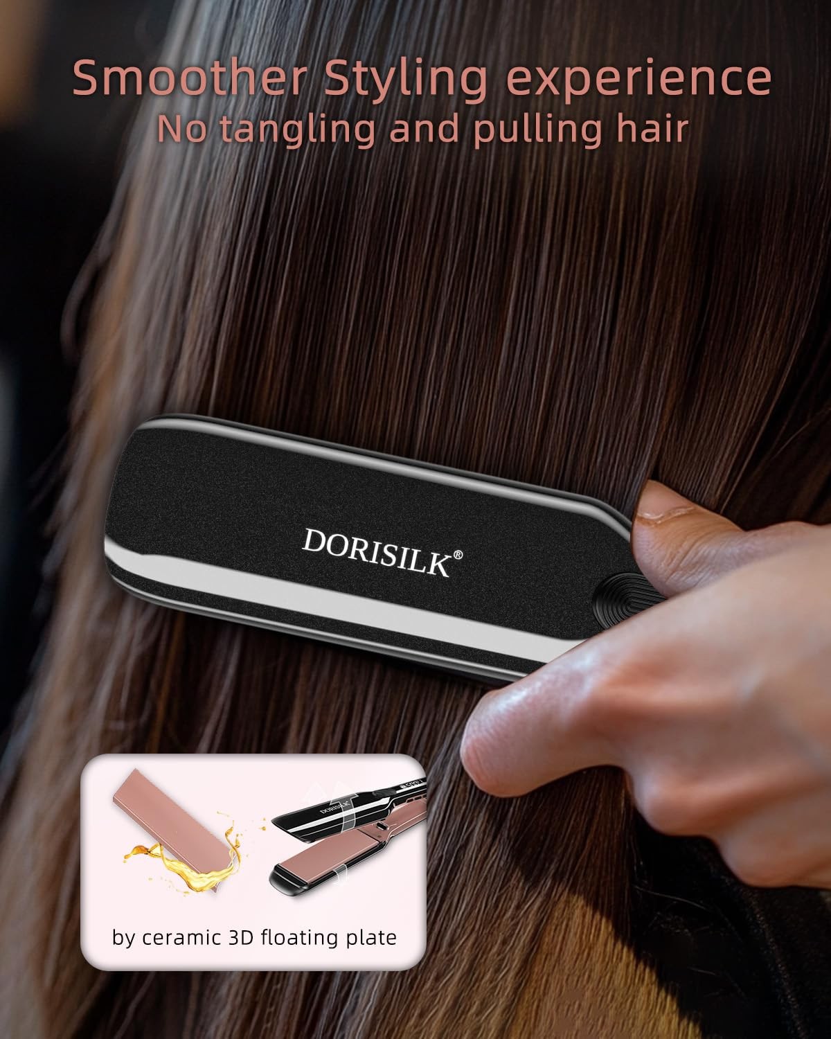 DORISILK 500 Degree High Temp Professional Hair Straightener with ceramic wide flat plates for smooth styling